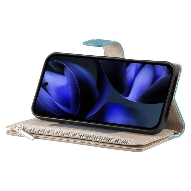 Lederhüllen Für Google Pixel 10 / 10 Pro Zweifarbige Geldbörse Mit Riemen