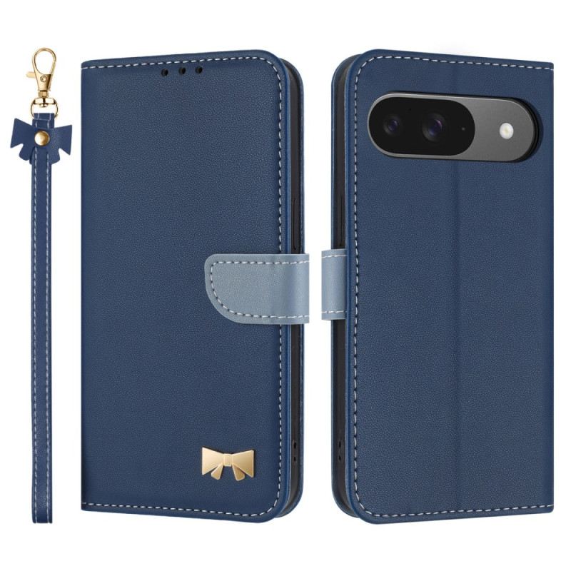 Lederhüllen Google Pixel 10 / 10 Pro Handyhülle Zweifarbig Mit Lanyard