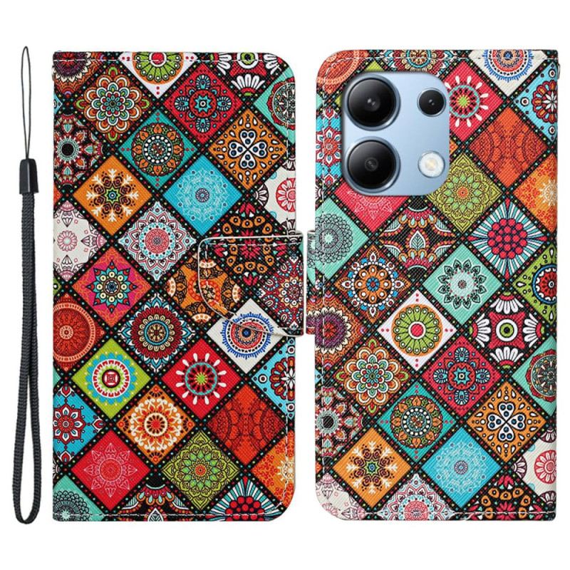 Lederhüllen Xiaomi Redmi Note 13 4g Handyhülle Ethnischer Stil Mit Riemen