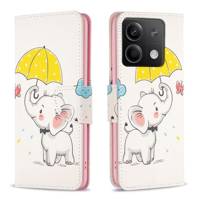 Lederhüllen Xiaomi Redmi Note 13 4g Handyhülle Regenschirm Und Elefant