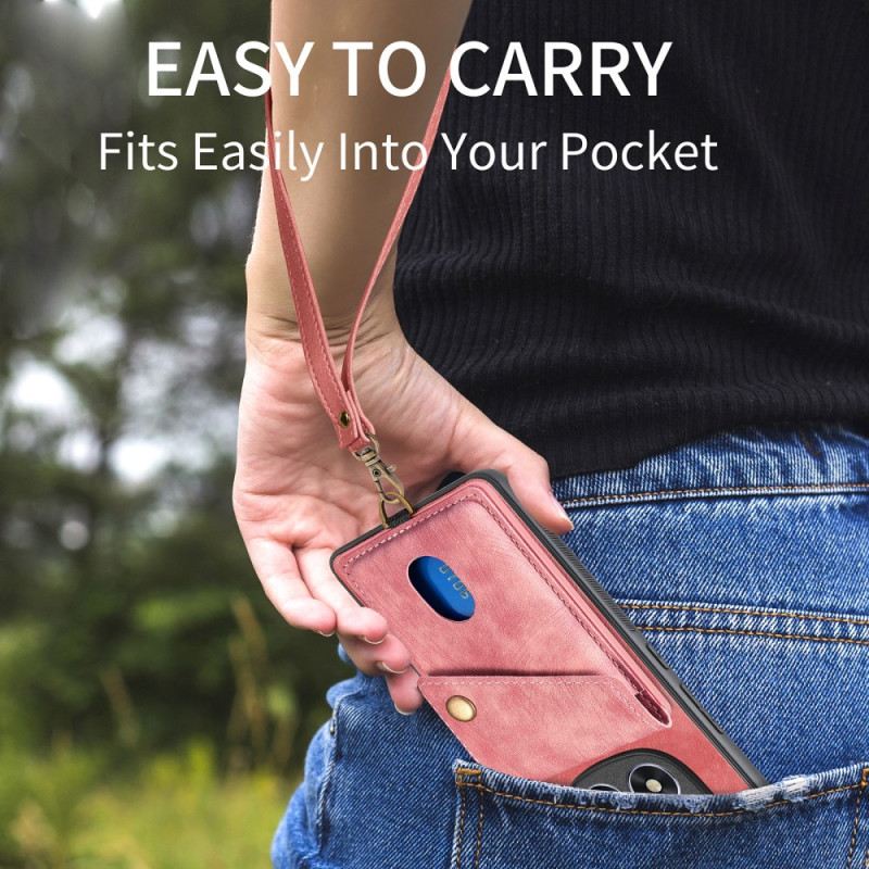 Hülle Xiaomi Redmi Note 14 Pro 5g Kartenhalter Und Lanyard In Lederoptik