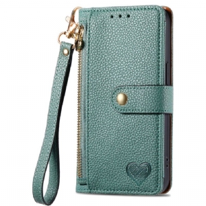 Lederhüllen Für Xiaomi Redmi Note 14 Pro 5g Herzmuster Mit Rfid-schutz