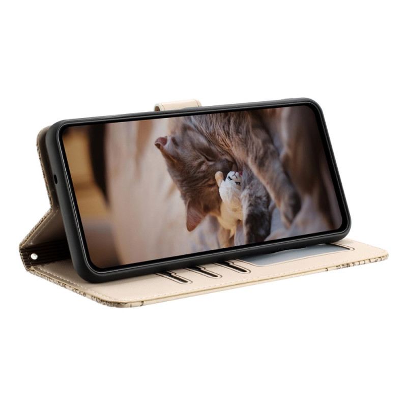 Lederhüllen Für Xiaomi Redmi Note 14 Pro 5g Katzenmuster Mit Riemen