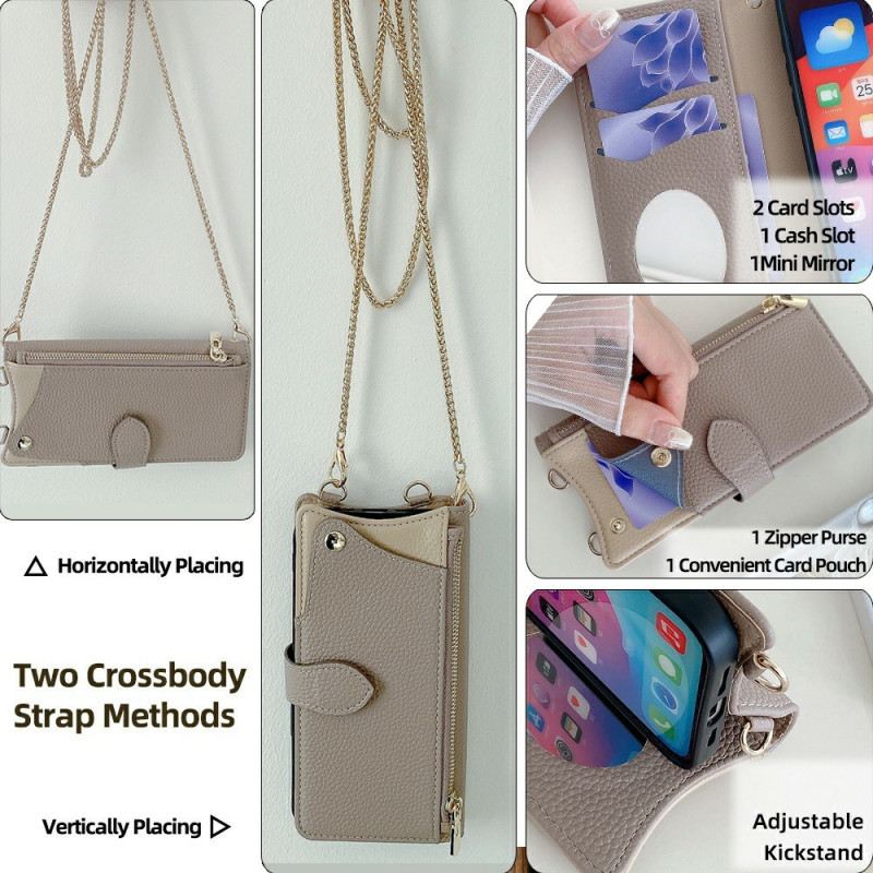 Lederhüllen Xiaomi Redmi Note 14 Pro 5g Handyhülle Portemonnaie Mit Kette