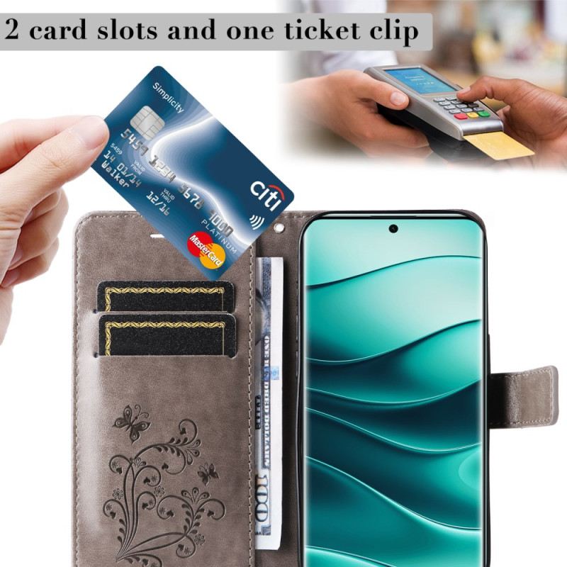 Lederhüllen Xiaomi Redmi Note 14 Pro 5g Handyhülle Riesige Schmetterlinge