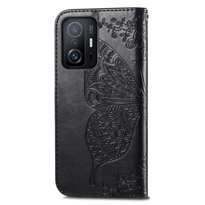 Lederhüllen Für Xiaomi 11T / 11T Pro Anti-Sturz Geprägter Schmetterling