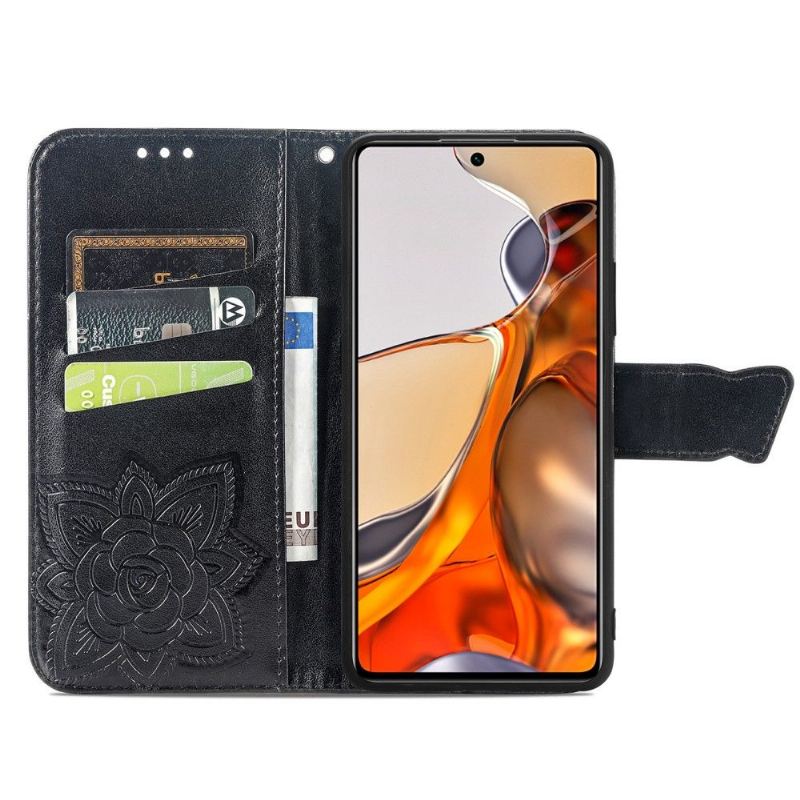 Lederhüllen Für Xiaomi 11T / 11T Pro Anti-Sturz Geprägter Schmetterling