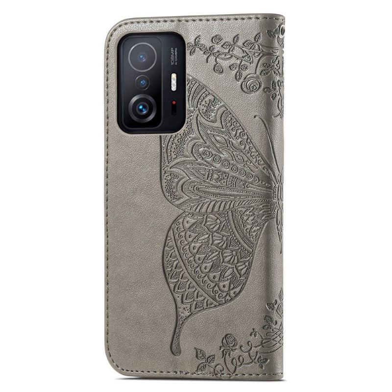 Lederhüllen Für Xiaomi 11T / 11T Pro Anti-Sturz Geprägter Schmetterling