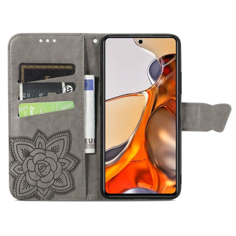 Lederhüllen Für Xiaomi 11T / 11T Pro Anti-Sturz Geprägter Schmetterling