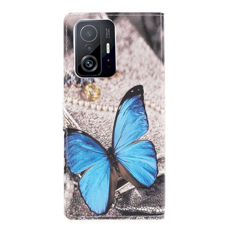 Lederhüllen Für Xiaomi 11T / 11T Pro Blauer Schmetterling