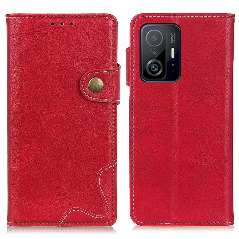 Lederhüllen Für Xiaomi 11T / 11T Pro S-form Mit Sichtbaren Nähten