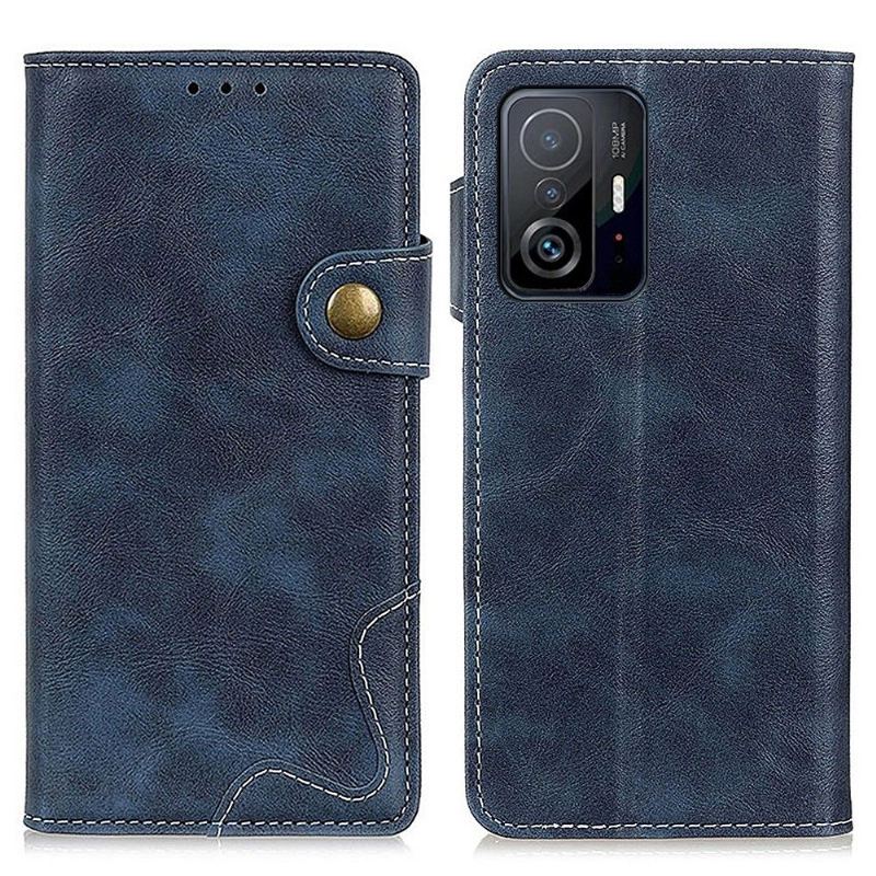 Lederhüllen Für Xiaomi 11T / 11T Pro S-form Mit Sichtbaren Nähten