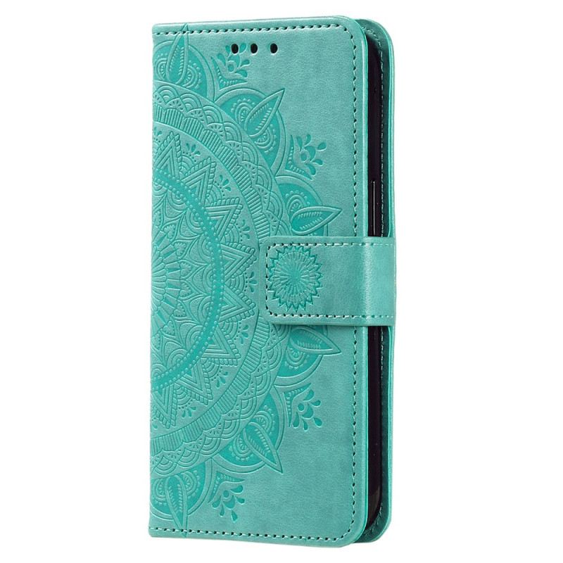 Lederhüllen Xiaomi 14 Handyhülle Mandala-sonne Mit Riemen