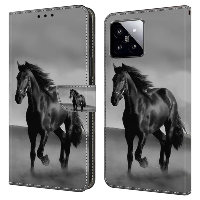 Lederhüllen Xiaomi 14 Schwarzes Pferd
