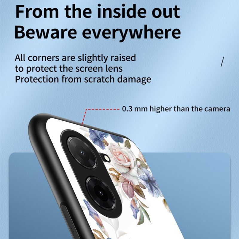 Hülle Poco C71 Gehärtetes Glas Mit Blumenmuster