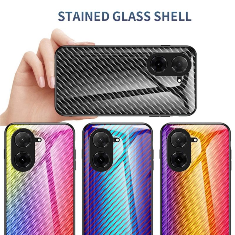 Hülle Poco C71 Gehärtetes Glas Mit Carbonfasermuster