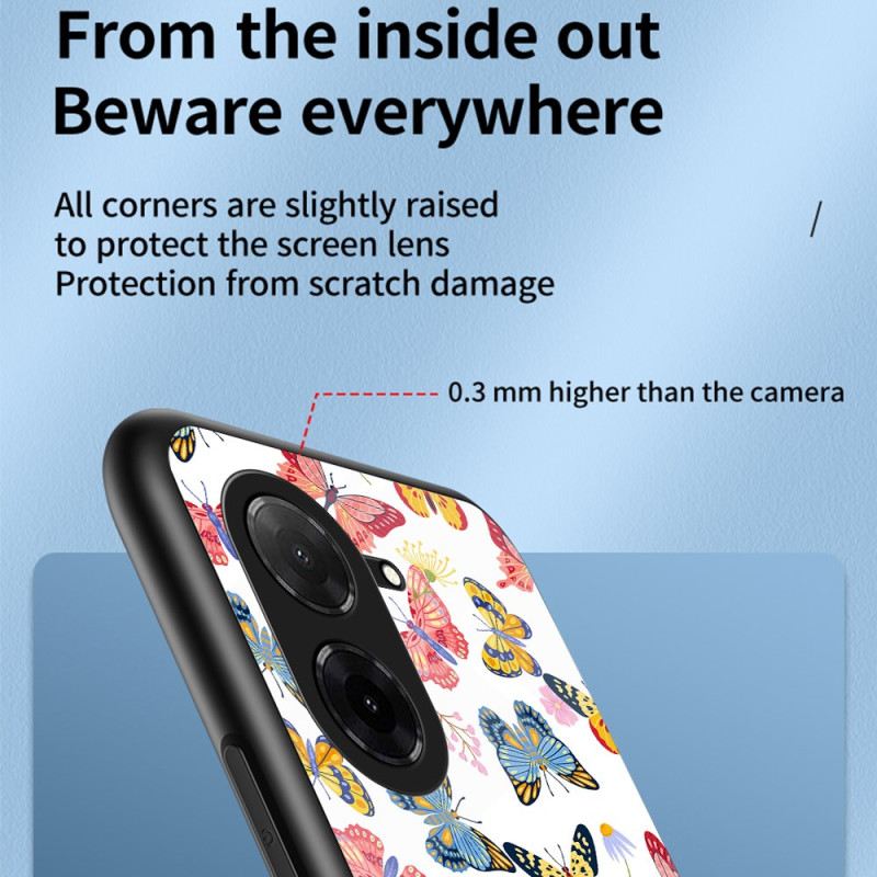 Hülle Poco C71 Handyhülle Gehärtetes Glas Mit Schmetterlingsmuster
