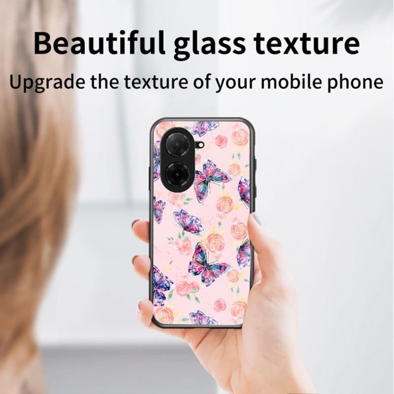 Hülle Poco C71 Handyhülle Gehärtetes Glas Mit Schmetterlingsmuster