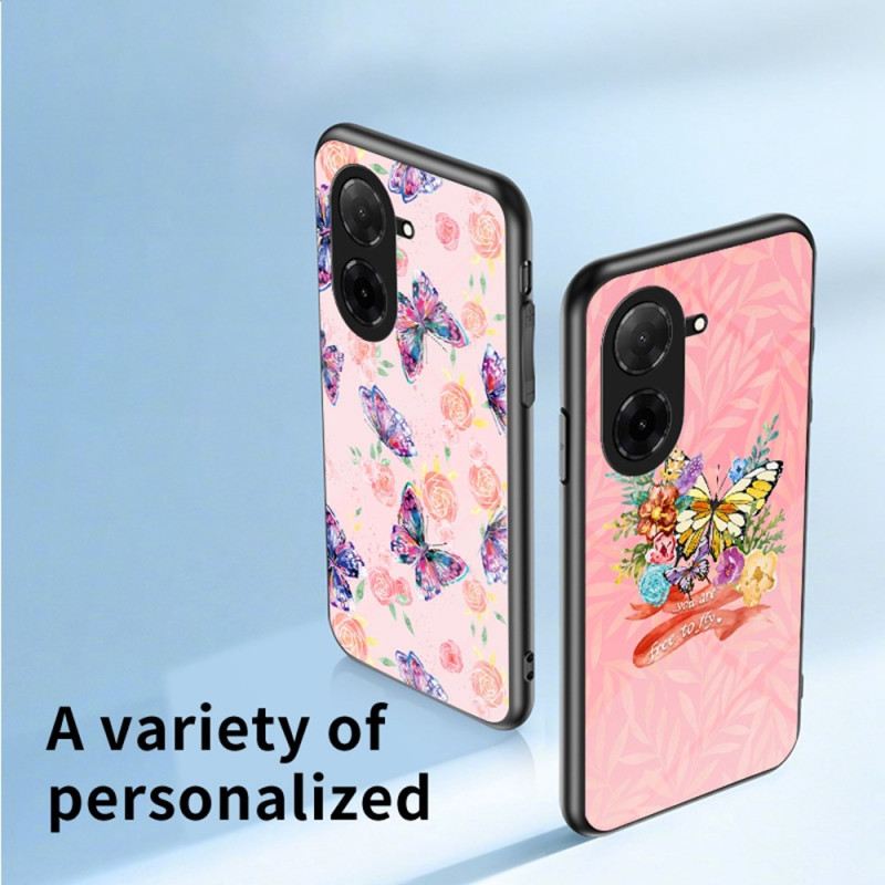 Hülle Poco C71 Handyhülle Gehärtetes Glas Mit Schmetterlingsmuster