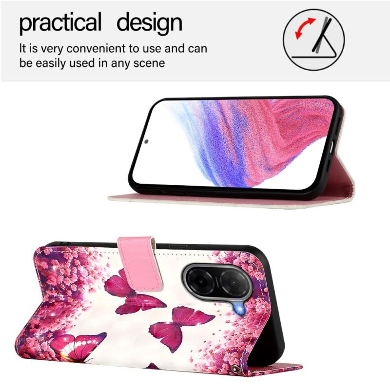 Lederhüllen Für Poco C71 Rosa Schmetterlinge