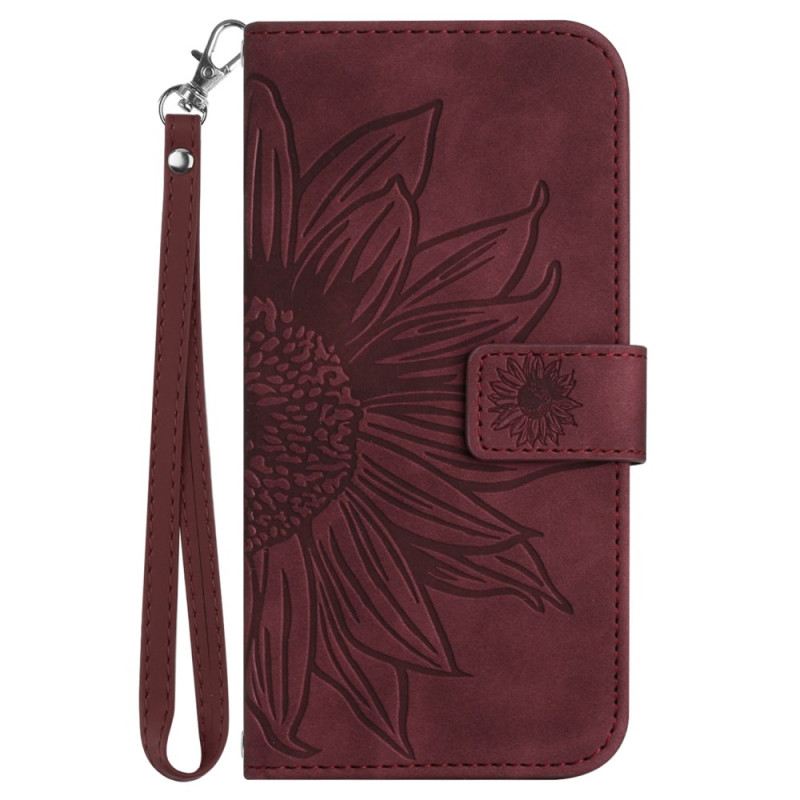 Lederhüllen Für Poco C71 Sonnenblumenmuster Mit Riemen