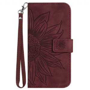 Lederhüllen Für Poco C71 Sonnenblumenmuster Mit Riemen