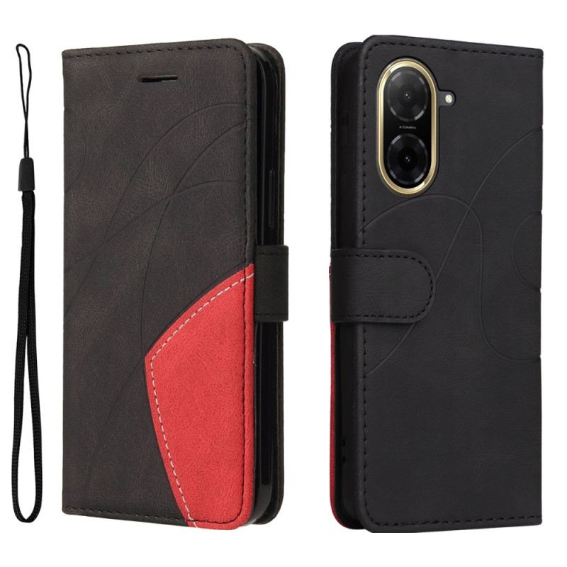 Lederhüllen Für Poco C71 Zweifarbiges Wellenmuster