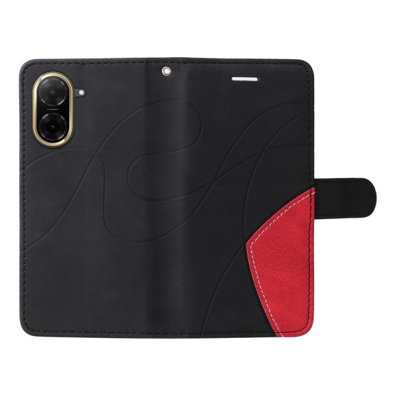 Lederhüllen Für Poco C71 Zweifarbiges Wellenmuster