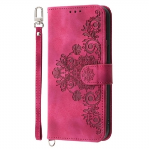 Lederhüllen Poco C71 Handyhülle Florale Spitze Mit Trageband Und Schultergurt