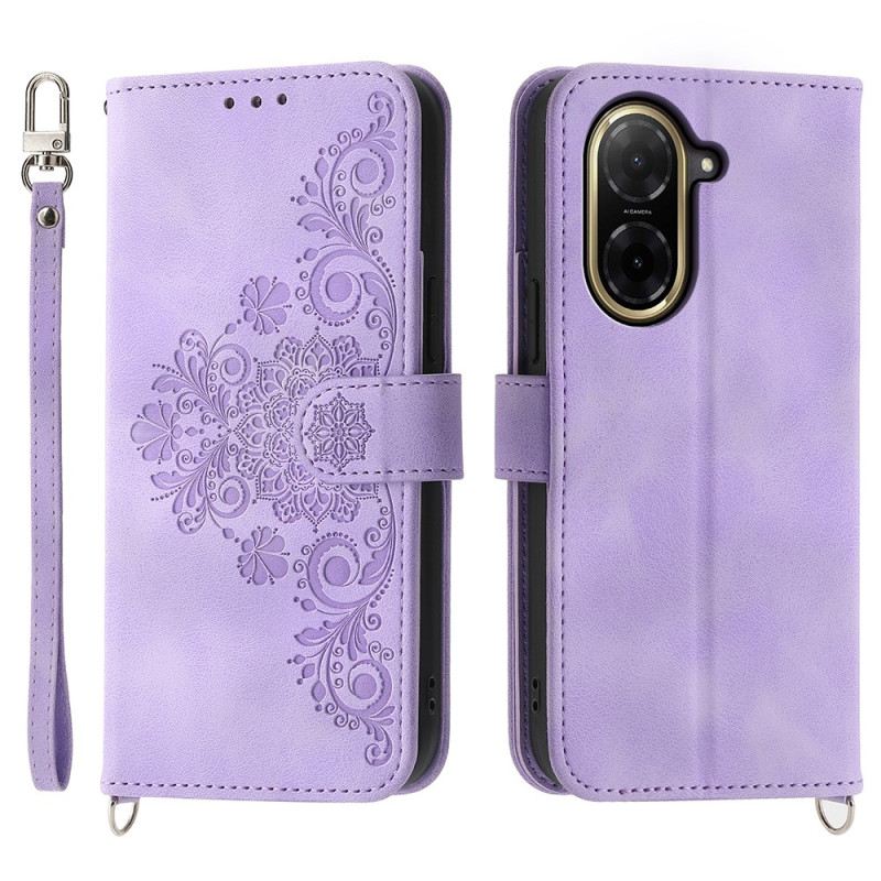 Lederhüllen Poco C71 Handyhülle Florale Spitze Mit Trageband Und Schultergurt