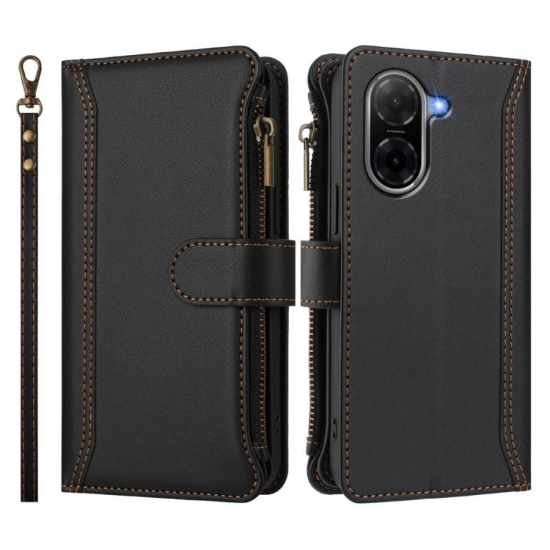 Lederhüllen Poco C71 Handyhülle Geldbörse Mit 9 Kartenfächern Und Umhängeband