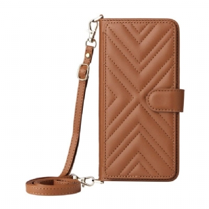 Lederhüllen Poco C71 Handyhülle Gesteppte Geldbörse Mit Trageriemen Und Schultergurt