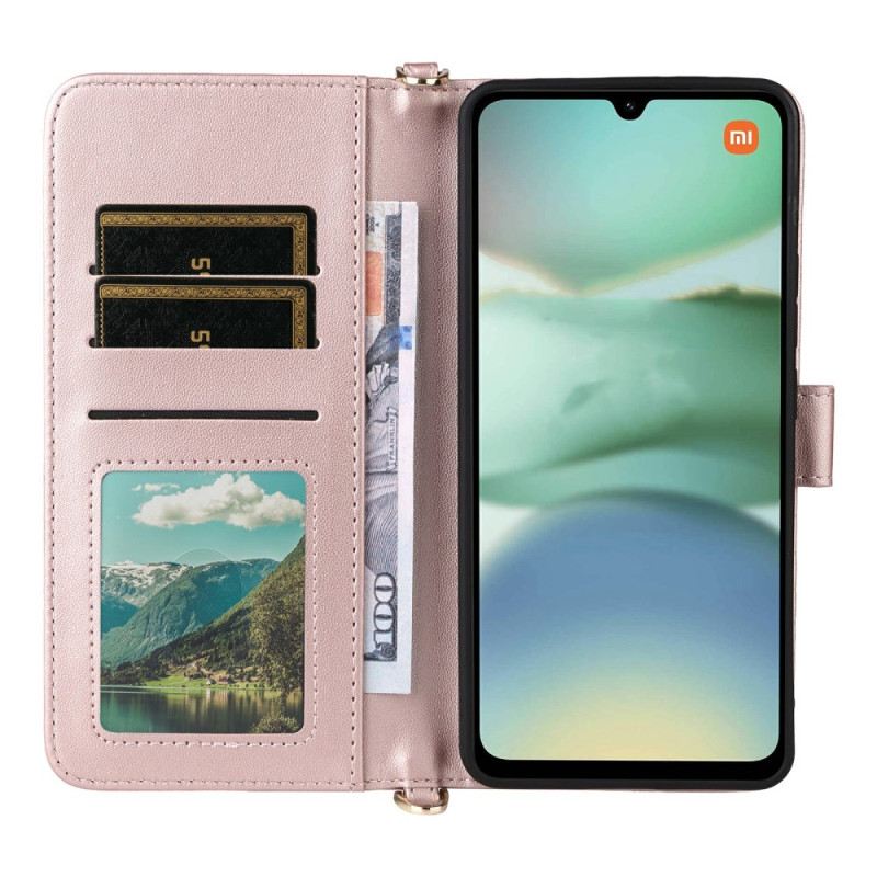 Lederhüllen Poco C71 Handyhülle Gesteppte Geldbörse Mit Trageriemen Und Schultergurt