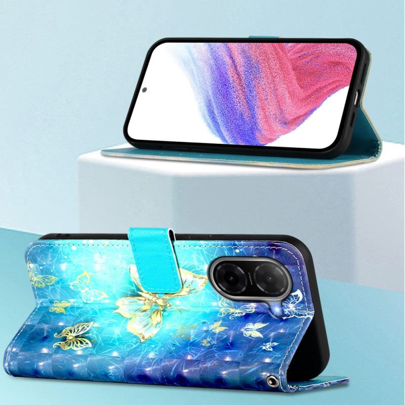 Lederhüllen Poco C71 Handyhülle Goldene Schmetterlinge