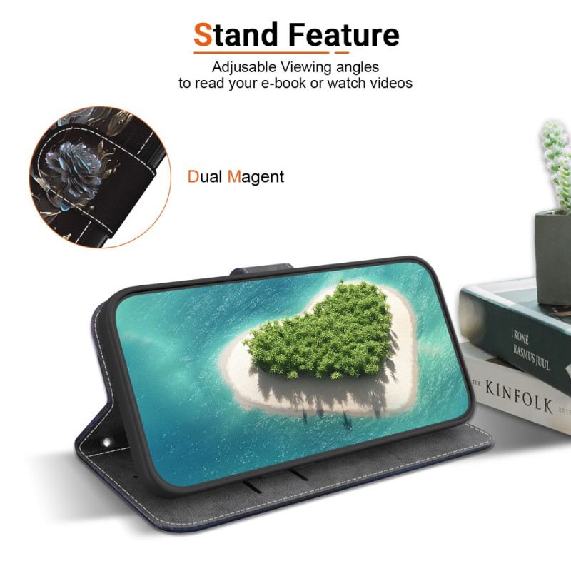 Lederhüllen Poco C71 Schwarze Rose