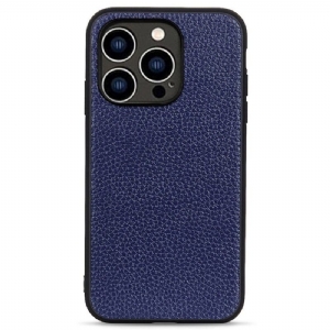 Handyhülle Für iPhone 14 Pro Echtes Litschi-leder