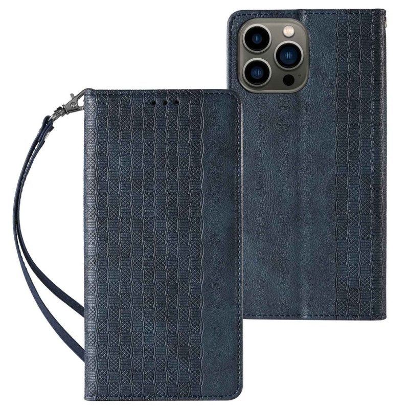 Schutzhülle Für iPhone 14 Pro Mit Kordel Flip Case Vintage-riemchen
