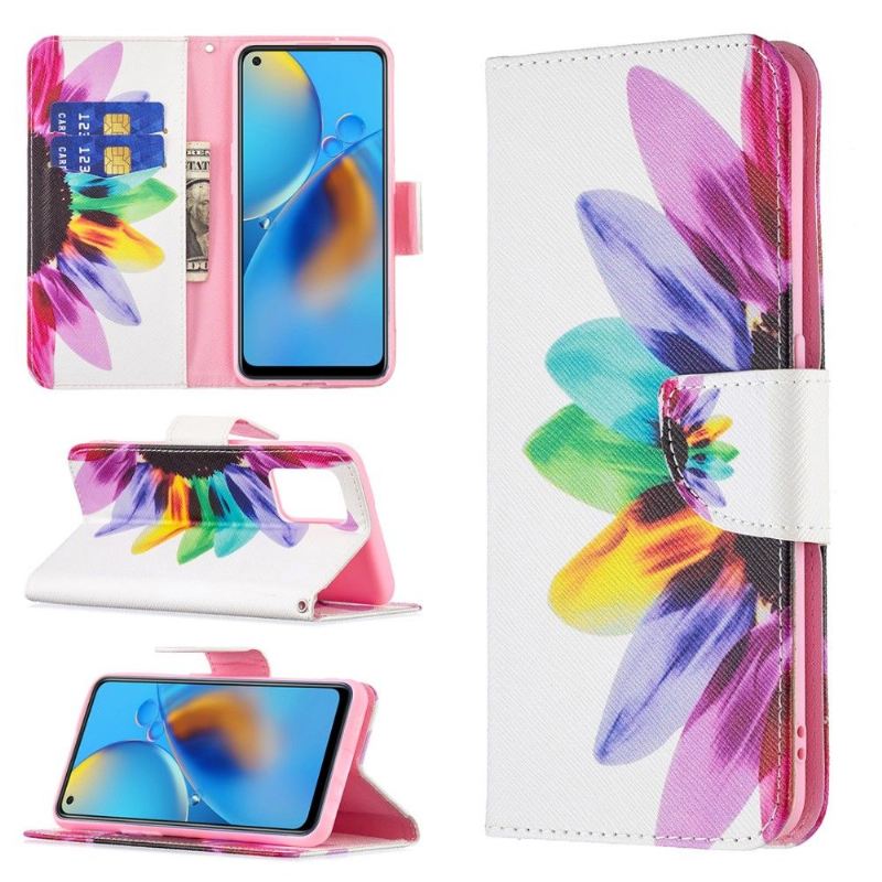Lederhüllen Für Oppo A74 4G Farbige Blütenblätter