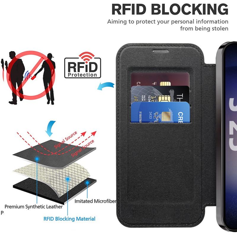 Flip Case Samsung Galaxy S25 5g Handyhülle Lederoptik Kompatibel Mit Magsafe Und Rfid-schutz