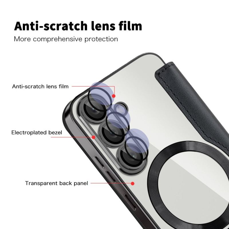 Flip Case Samsung Galaxy S25 5g Handyhülle Lederoptik Kompatibel Mit Magsafe Und Rfid-schutz