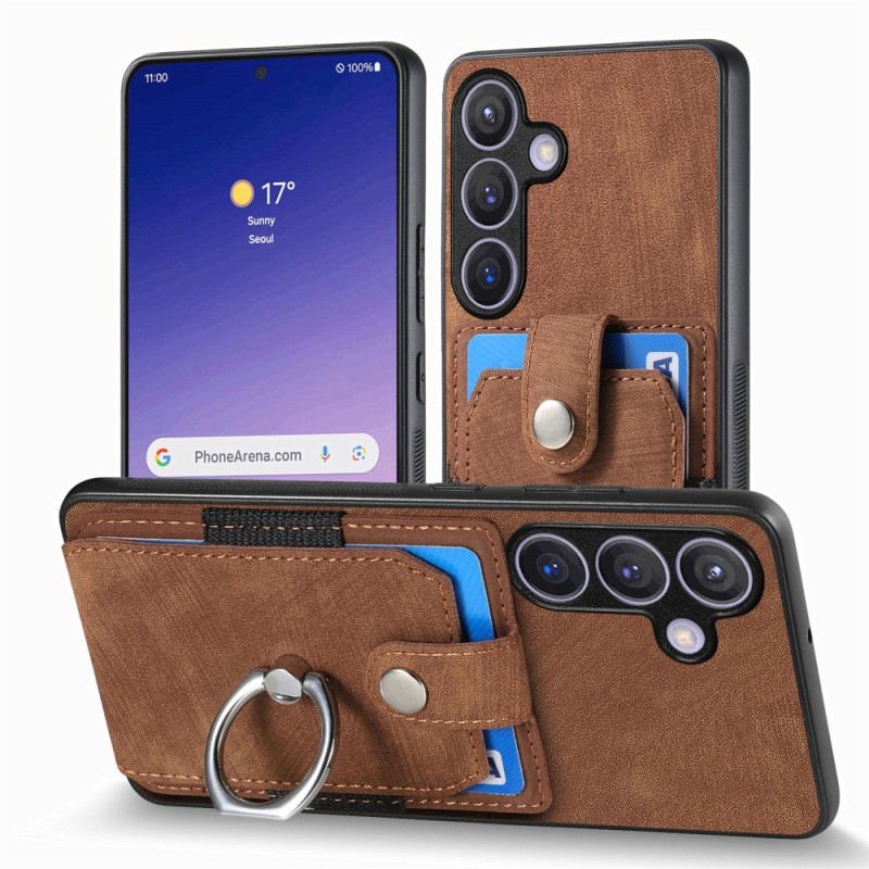 Hülle Für Samsung Galaxy S25 5g Kartenhalter Und Ring In Lederoptik