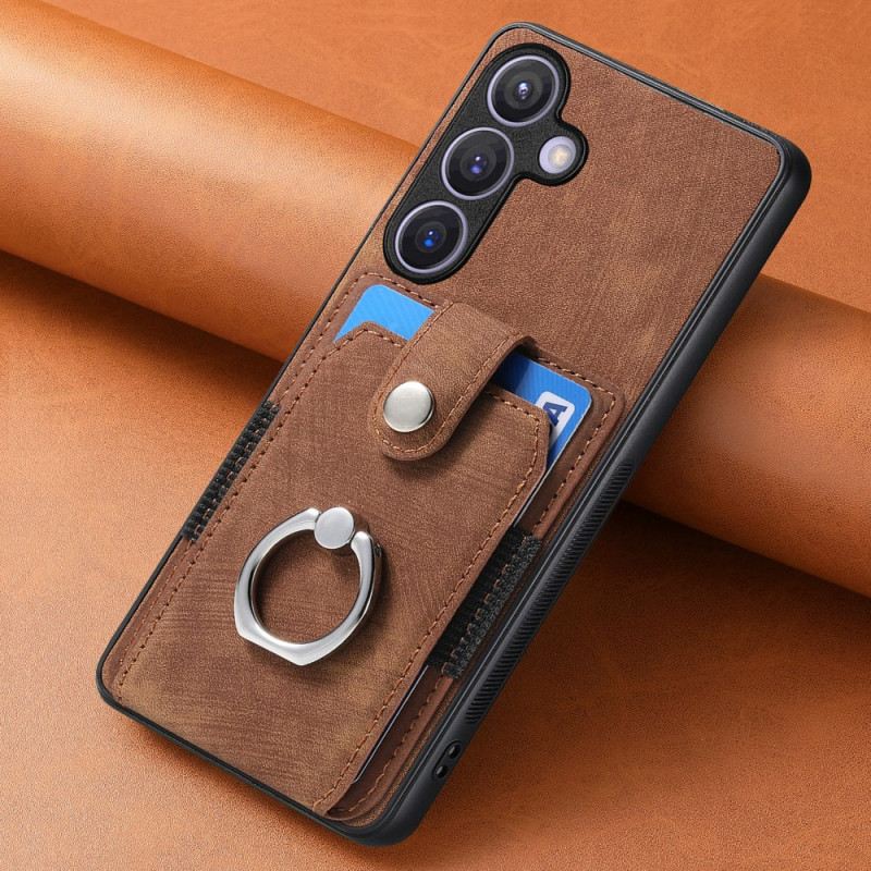 Hülle Für Samsung Galaxy S25 5g Kartenhalter Und Ring In Lederoptik