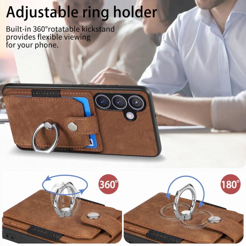 Hülle Für Samsung Galaxy S25 5g Kartenhalter Und Ring In Lederoptik