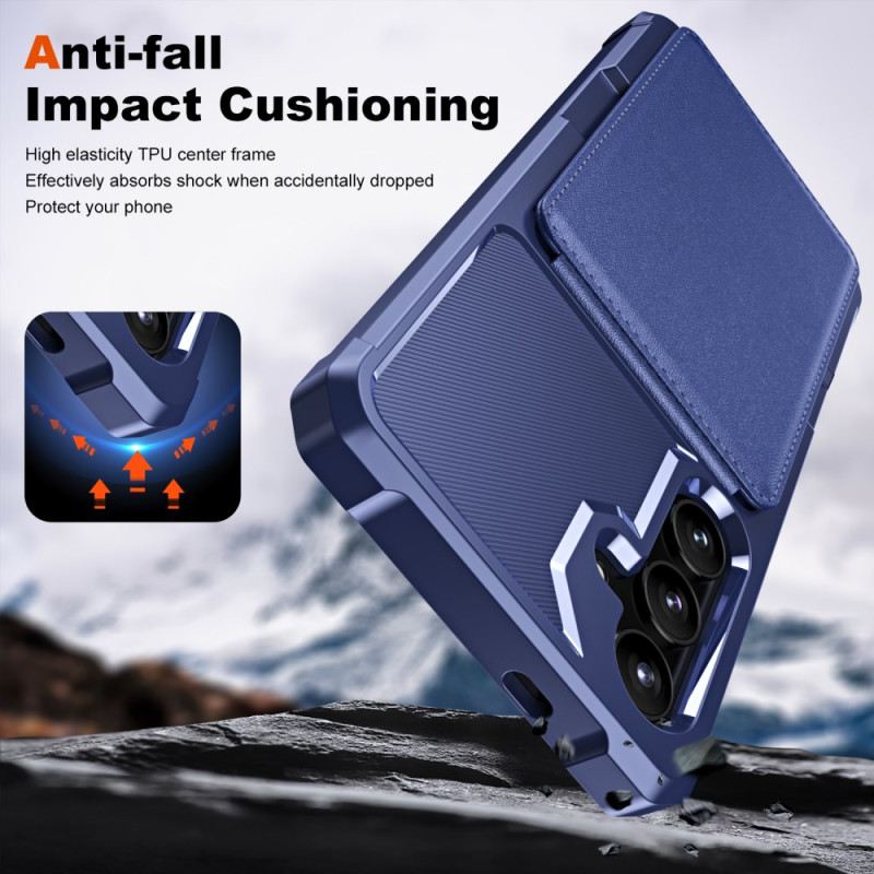 Hülle Für Samsung Galaxy S25 5g Kartenhalter Und Ständer In Metallic-optik