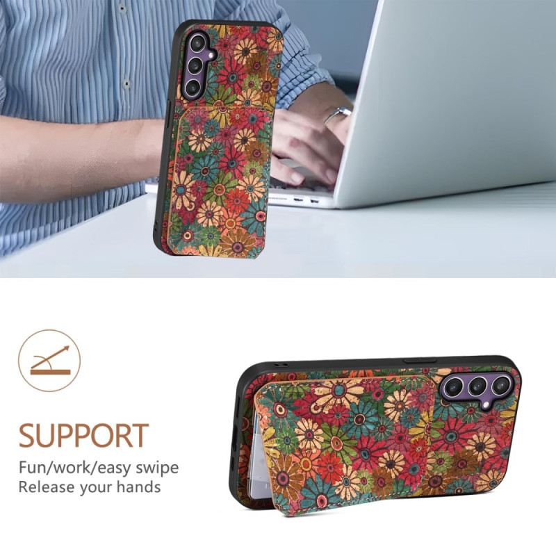 Hülle Für Samsung Galaxy S25 5g Kartenhalter Und Ständer Mit Blumenmuster