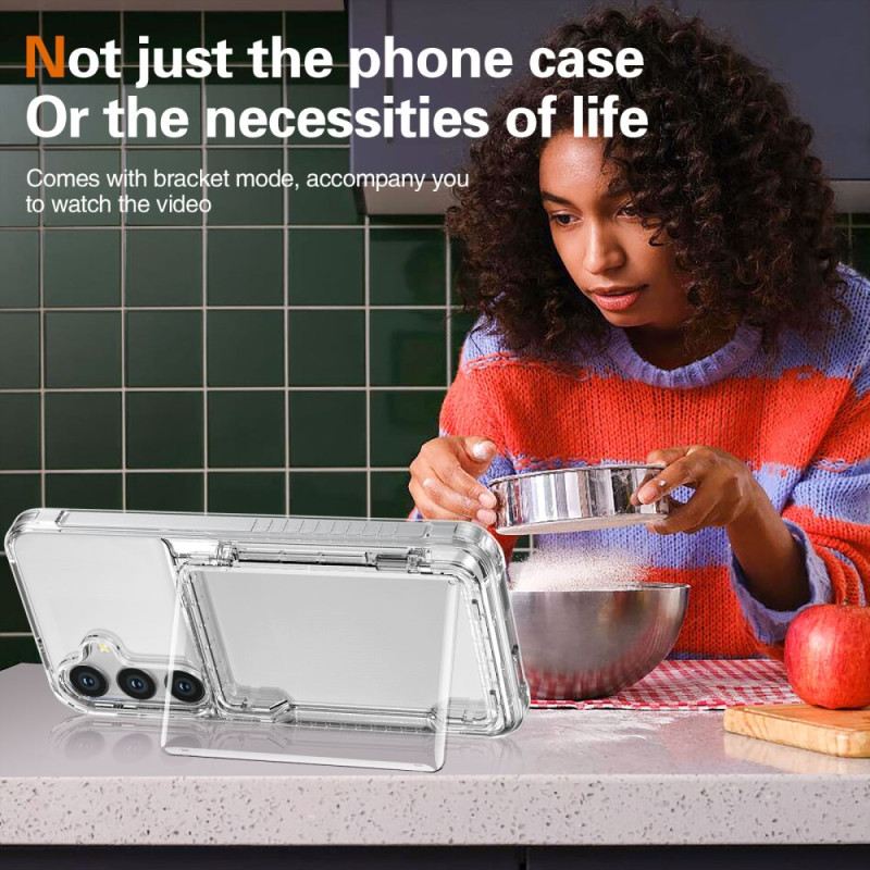 Hülle Für Samsung Galaxy S25 5g Transparent Mit Integriertem Kartenhalter