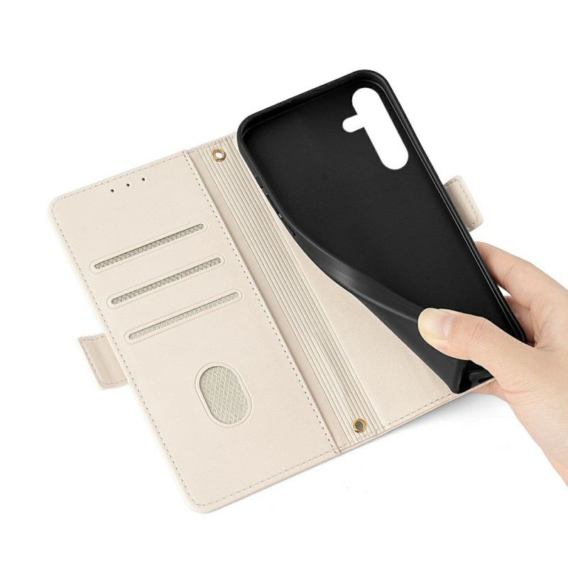 Lederhüllen Für Samsung Galaxy S25 5g Riemenverschluss In Metalloptik