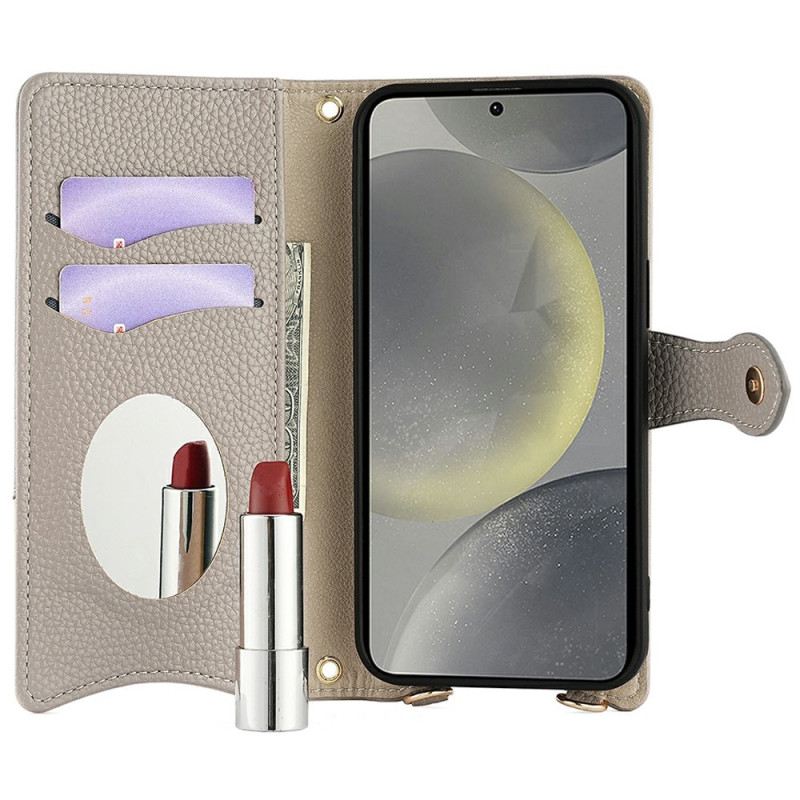 Lederhüllen Für Samsung Galaxy S25 5g Spiegel Und Kette
