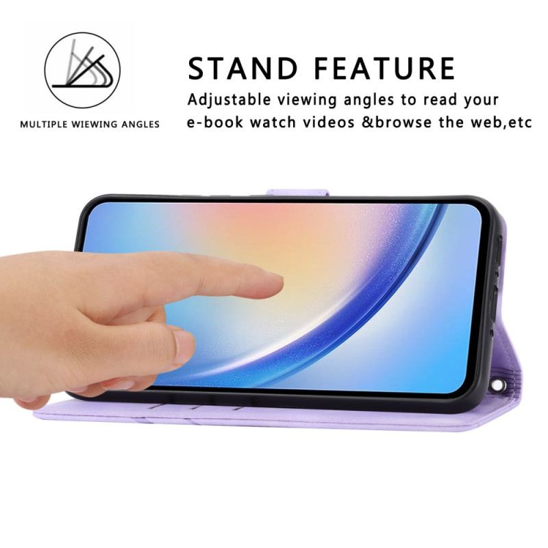 Lederhüllen Samsung Galaxy S25 5g Handyhülle Gestreiftes Umhängeband