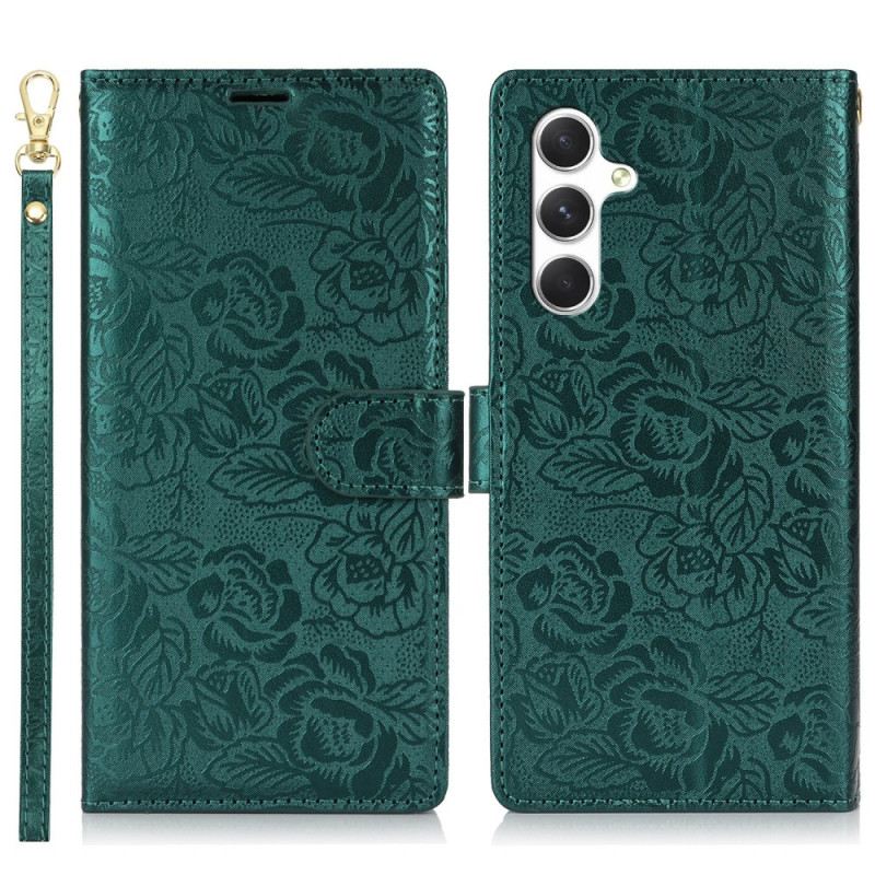 Lederhüllen Samsung Galaxy S25 5g Handyhülle Umhängeband Mit Blumenmuster